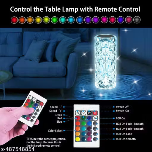 Crystal Lamp,16 Color Changing Rose Crystal Diamond LED Table Lamp