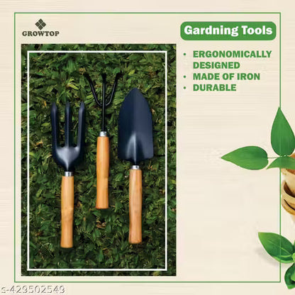 5-Piece Gardening Tool Set with Gloves & Pruner | Wooden Handle Garden Kit