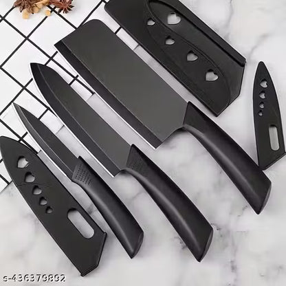Professional 3-Piece Stainless Steel Kitchen Knife Set with Protective Covers