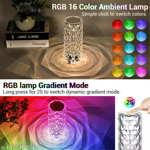 Crystal Lamp,16 Color Changing Rose Crystal Diamond LED Table Lamp